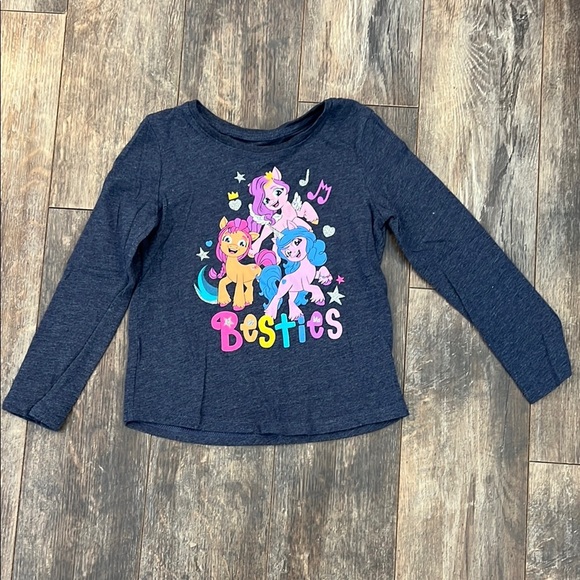 Jumping Beans Dark Heather Blue Long Sleeve Tee with My Little Pony Design - Picture 1 of 8